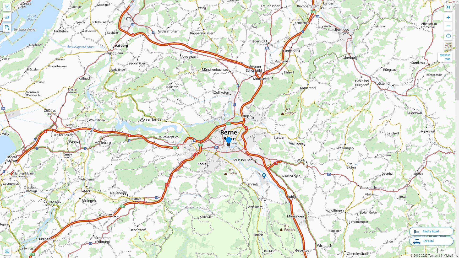 Bern Suisse Autoroute et carte routiere